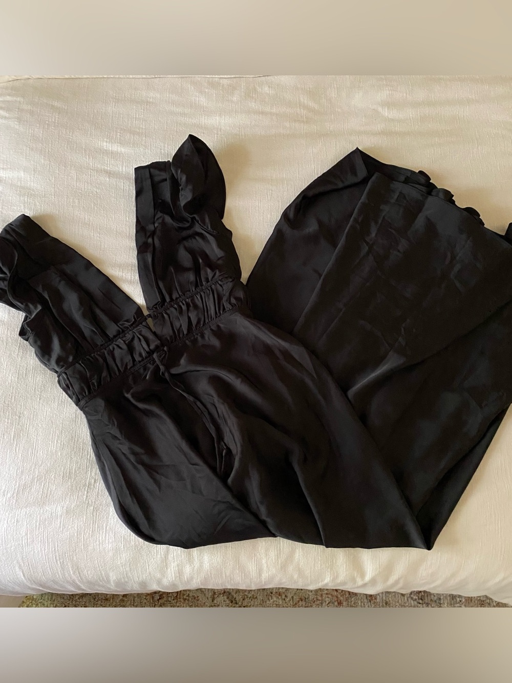Lulu Deep V Black Stain Maxi Dress